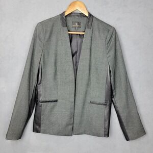 Worthington Coat Womens 12 Black White Stretch Printed Pockets Lined Long Sleeve